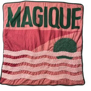 Anthropologie Hotel Magique Douillet Pillow Square Pillow Cover Pink Green